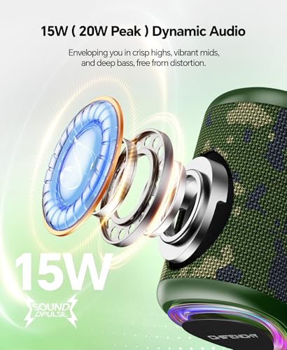Portable Bluetooth Speaker Beach Essentials: Powerful Crystal Clear Sound/Dynamic Light/IPX5 Waterproof/All Day Playtime/Wireless BT 5.3/TWS Paring, Dad Gifts, Outdoor|Travel|Camping|Pool Accessories - color: Camo