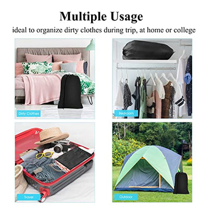 OTraki Medium Laundry Bag 24x32 inch Heavy Duty Travel Dirty Clothes Bag 2pcs Machine Washable Laundry Bag with Drawstring Closure for Home Dorm, Drying Do Not Exceed 176℉ Black - size: 24x32 inch