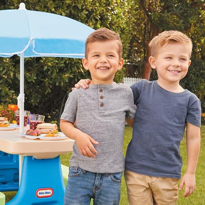 Little Tikes Easy Store Picnic Table with Umbrella, Multi Color, 42.00''L x 38.00''W x 19.75''H - size: Standard