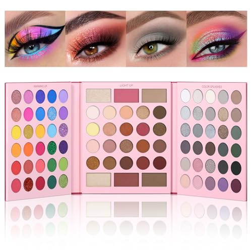 UCANBE Pretty All Set Eyeshadow Palette Pro 86 Colors Holiday Makeup Kit, Matte Shimmer Glitter Eye Shadows Highlighter Blush Contour All-in-One Make Up Pallet Christmas Valentines Gift Set - color: Palette D