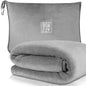 BOACAY Soft & Warm Travel Blanket for Airplane & Car - Long Flight Essential for Women, Men, Kids - Compact Pillow with Luggage Sleeve & Backpack Clip - color: Gray