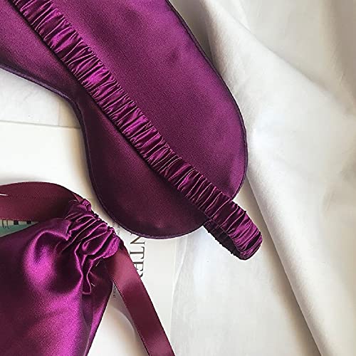 Silk Satin Sleeping Eye Mask, Dark Purple Sleep Eye Mask Night Blindfold for Women and Men, Soft Breathable Blackout Eyeshade Eye Cover for Travel, Wedding Bridesmaid Gift - color: Dark Purple