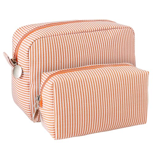 2pcs Makeup Bag Travel Toiletry Bag for Women Lightweight Make Up Bag Purse Organizer Pouches Large Cosmetic Bag Small Makeup Pouch Medicine Bag Travel Essentials for Women Orange - color: orange