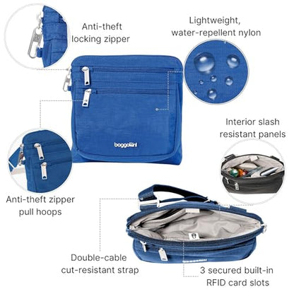 Baggallini Securtex Anti-Theft Crossbody - color: Lapis