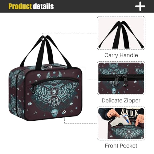 MNSRUU Hanging Toiletry Bags for Women Travel, Gothic Skull Butterfly Toiletry Organizer Portable Travel Toiletry Bags Clear Wash Bags Makeup Bag Cosmetic Bag - color: Skulls 214