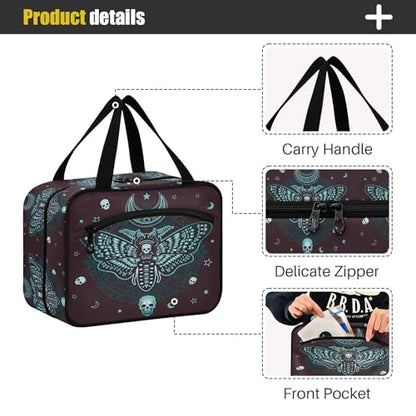 MNSRUU Hanging Toiletry Bags for Women Travel, Gothic Skull Butterfly Toiletry Organizer Portable Travel Toiletry Bags Clear Wash Bags Makeup Bag Cosmetic Bag - color: Skulls 214