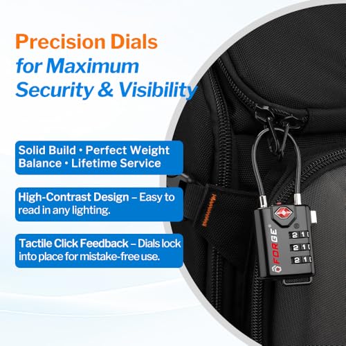 Open Alert TSA Approved Luggage Locks, 6 Pack, Easy Read Dials with Alloy Body. - color: Black 6 Pack