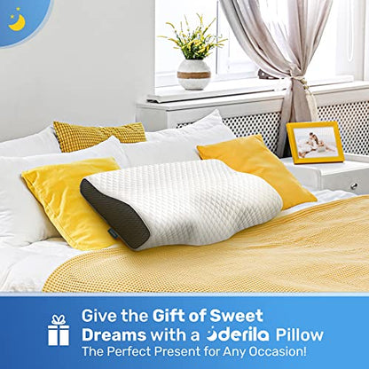 Derila Cervical Neck Pillow for Sleeping - Support Pillow for Back, Stomach, Side Sleeper Contour Memory Foam Pillows for Shoulder Relief, for Women 19.7" x 11.8" x 3.9"
