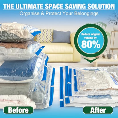 HIBAG Vacuum Storage Bags, 10 Space Saver Bags, Polyethylene (PE), Jumbo & Large Sizes, Zipper Closure, Vacuum Sealed, Ideal for Clothing & Bedding - size: 5 Jumbo 5 Large