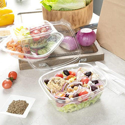 Restaurantware Thermo Tek 32 Ounce Deli Food Containers 100 Anti-Fog Hinged Lid Containers - Freezable Rectangle Clear Plastic To Go Food Containers Disposable - size: 32 oz