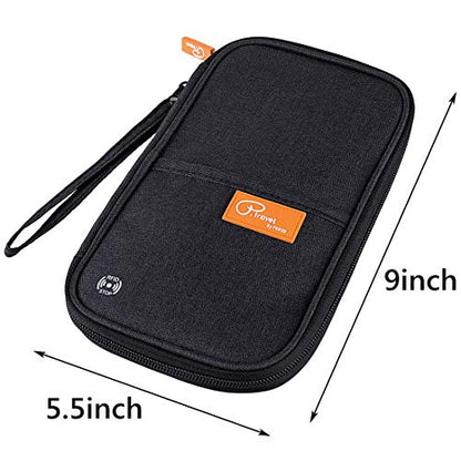 VanFn RFID Travel Passport Wallet, Family Passport Holder, Trip Document Organizer P.Travel Series - color: Pure Black