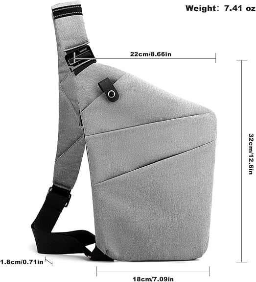 Anti Theft Travel Bag, One Shoulder Large Capacity Cross-body Bag Chest Fashion Lightweight Sling Bags for Travel Sports - color: Grey, style: Left Shoulder