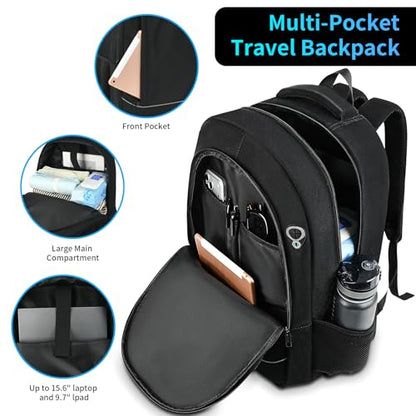 Business Travel Laptop Backpack, Anti Theft Durable Backpack with USB Port & organizer, Water Resistant Bag for Men & Women Fits 17.3 Inch Laptop and Tablet - Black - size: Medium