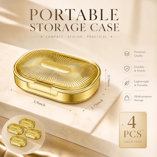 Kigley 4 Pcs Hair Tie Container Small Portable Travel Cotton Swab Holder Dispenser with Lid Plastic Box Storage Containers for Small Items, 3.94 x 2.76 Inch (Yellow) - color: Yellow