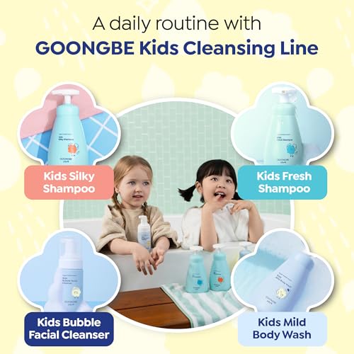 GOONGBE Kids Travel Toiletry Set – 4-in-1 TSA Carry-On Kit with Shampoo, Body Wash, Face Cleanser (Sunscreen Removal) & Lotion, Silicone-Free Low pH for Sensitive Skin1oz Each
