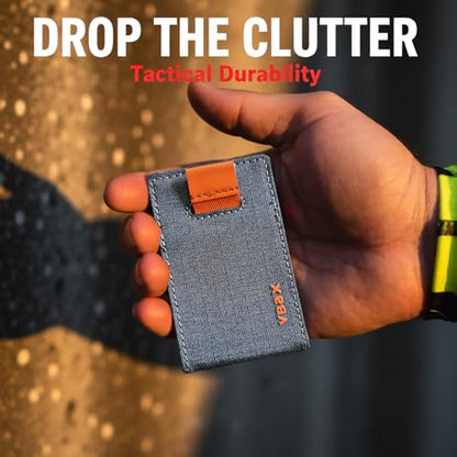 RFID Minimalist Slim Wallet for Men and Women, Holds Up to 12 Cards, Cash, Key Thin and Lightweight Credit Card Holder (Grey Microfiber – Ember Edition) - color: Grey Microfiber – Ember Edition