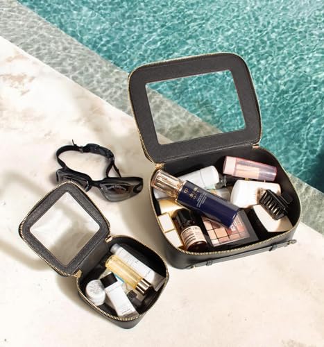 LETGO Clear Makeup Bags - TSA Approved Toiletry Bags with Zipper, Makeup Organizer for Carry-on Travel Essentials, Cosmetic Bags for Women & Men (Large Black) - color: Black, style: Large