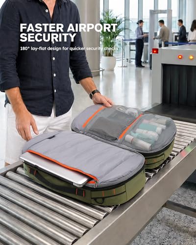 Tolaccea Travel Laptop Backpack for Men Women, 40L-50L Expandable Carry On Backpack with Wet Dry Compartment, TSA Approved Daypack Fits 16 Inch Laptop, Convertible Rucksack Duffel Bag for Work Travel - color: Army Green