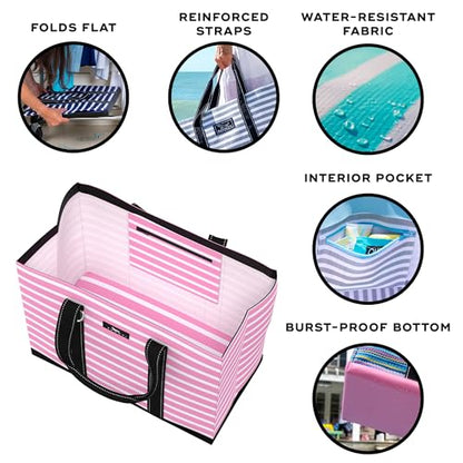 SCOUT Original Deano Tote - Durable Lightweight Open Top Beach, Pool & Lake Bag, Inside Zip Pocket, Folds Flat - color: Pink