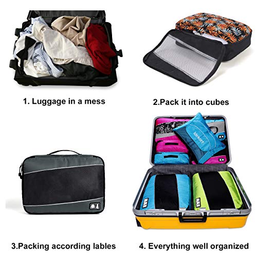 Packing Cubes Luggage Bags Organizer Durable Travel Accessories With Clothing Label - color: 8 set - Grey/Blue
