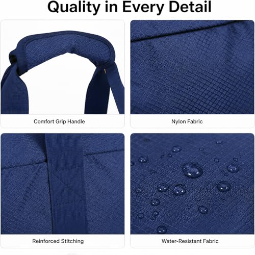 Foldable Travel Duffle Bag with Trolley Sleeve 40L Capacity, Lightweight Packable Travel Duffel Bags with the Keyhole Zipper, Weekender Overnight Nylon Carry on Bag for Men & Women, Blue - color: Blue