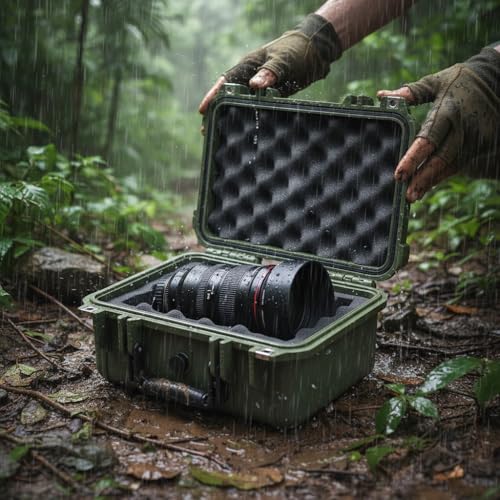 MEIJIA Portable All Weather Waterproof Protective Case,Hard Case,Camera Case With Customized Fit Foam,Fit Use of Drones,Camera,Equipments,Pistols,13.35 x11.63x5.98inches (Green) - color: Green