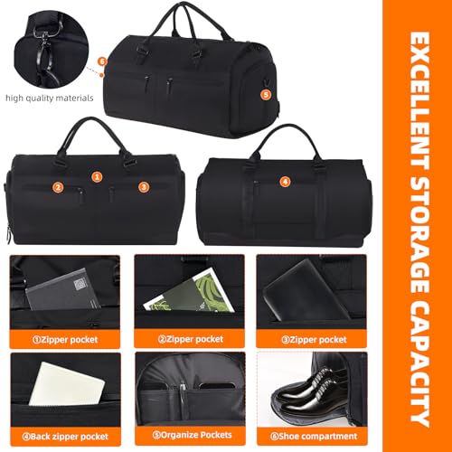 2 in 1 Garment Bags for Travel, Suitcase Luggage Bags, Black - color: 21" BLACK