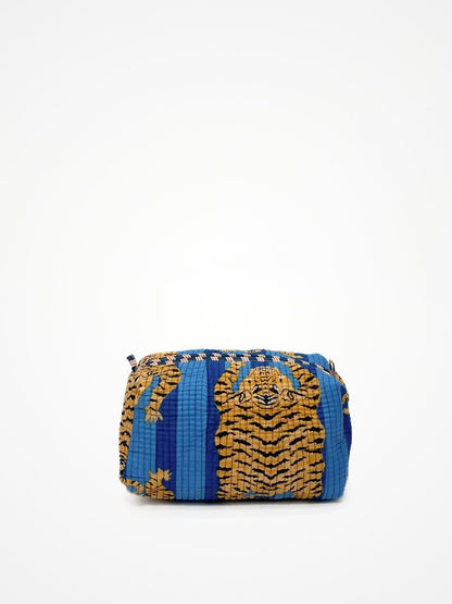 YILLE Set of 3 Pieces Block Printed Travel Organizer Kit Storage Bag for Women Makeup Bag Travel Cosmetic Bag (Blue Fat Tiger) - color: Blue Fat Tiger