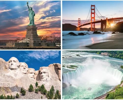 Bits and Pieces – 4-in-1 Multi-Pack Jigsaw Puzzles for Adults – US Landmarks Jigsaw Puzzle Set Bundle, Completed Puzzle Size: 16" x 20" (Four 300 Piece Puzzles) - size: 300 Piece Puzzle