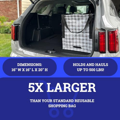 DURASACK Heavy Duty Storage Tote Bag 22-Gallon Rugged Woven Polypropylene Moving Bag, Reusable Self-Standing Design, Holds up to 500 Pounds, Single, Gingham Gray - color: Gingham Gray, size: Single