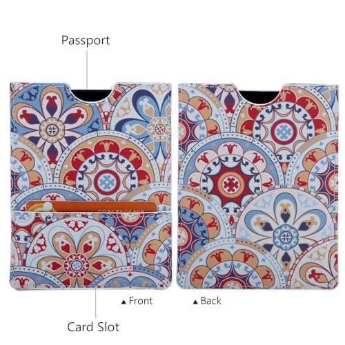 XEYOU Passport Holder Cover - Ultra Slim Premium Vegan Leather Travel Wallet Case Cover - color: Orange Bohemia