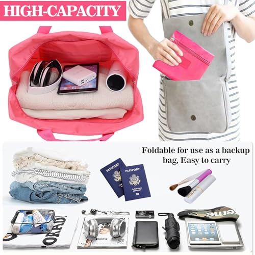 Travel Duffel Bag Lightweight Foldable Travel Bag for Women and Men Waterproof Tote Carry On Luggage Bag Weekender Overnight Bag (Blue+Green+Red+Black) - color: 4PCS