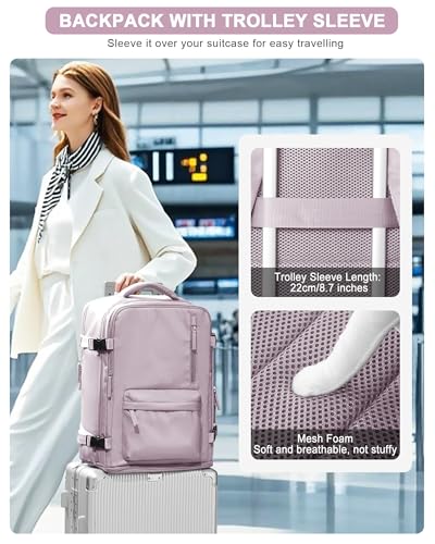 VGCUB Carry on Travel Backpack for Women Men Large Laptop Gym Work Frontier Airlines Personal Item Bag Business Airport Lightweight Backpack Flight Approved Mochilas de Viaje,Pink - color: Pink, style: Large