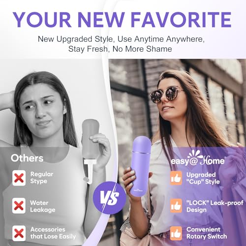 Easy@Home Portable Peri Bottle for Postpartum & Perineal Care: Handheld Bidet Perfect for Personal Hygiene Cleaning & Travel Friendly | 380ml Leakproof & Convenient Design | BPA-Free | EPB-01 Purple - color: Purple