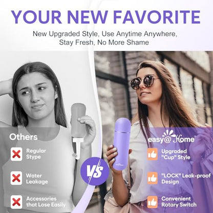 Easy@Home Portable Peri Bottle for Postpartum & Perineal Care: Handheld Bidet Perfect for Personal Hygiene Cleaning & Travel Friendly | 380ml Leakproof & Convenient Design | BPA-Free | EPB-01 Purple - color: Purple