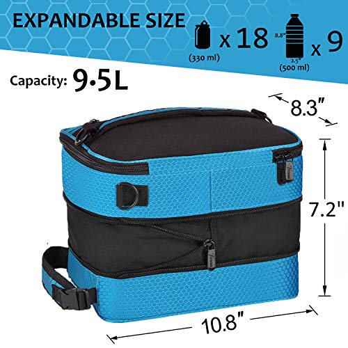 Tirrinia Expandable Insulated Lunch Bag for Men Women – Leakproof Reusable Cooler LunchBox for Kids & Adults with Shoulder Strap, Perfect for Work, School, Office, Travel,Blue - color: Blue