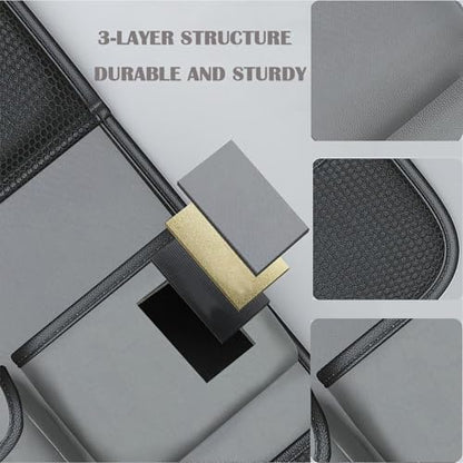 2 Pack Leather Car Backseat Organizer with Foldable Table Tray, Universal Car Seat Back Protector Kick Mat with Touchscreen Tablet Holder, Storage Pockets, Cup Holders & Tissue Holder, Black - color: Gray