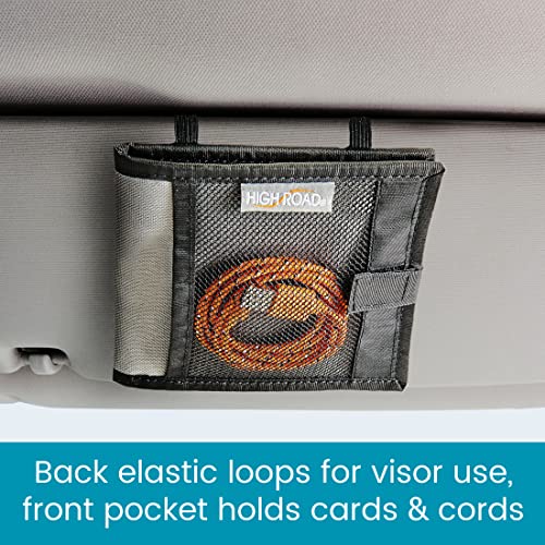 High Road Car Registration and Insurance Card Holder for Sun Visor, Glove Box or Console with 2 Clear Hidden Car Document Pockets and Front Mesh Card Pocket - color: Gray