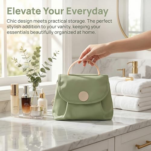 Travel Toiletry Bag for Women - Hanging Cosmetic Makeup Organizer with Clear Compartments, Water-Resistant Cosmetic Bag, Perfect for Vacation, and Daily Use (green) - color: green