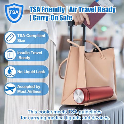 Insulin Travel Case TSA Approved – Durable Diabetic Injection Travel Case for 2-3 Pens – Medication Cooler for Travel with Reusable Cold Gel Bottle for Diabetes Supplies (Red) - color: Red