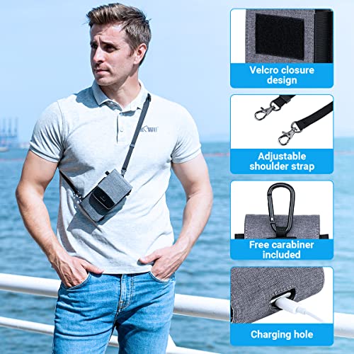 KIWIFOTOS Dual-Layer Travel Phone Pouch Crossbody Bag for iPhone 17 16 15 Pro Credit Cards Shoulder Bag with Strap Under 6.3" Cell Phone Holster - color: Gray, Double Layer