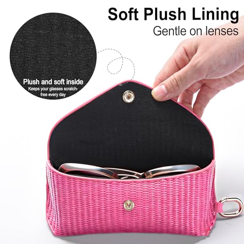 RayLove Glasses Case Hard Shell, Portable Sunglasses case Travel Protection Glasses Case, Reading Glasses Case for Women Men - color: Woven, Rose