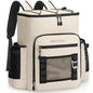 Hulongo Cooler Backpack, 30L Insulated Leakproof Soft Cooler Bag for 52 Cans, Lightweight Backpack for Beach, Picnic, Camping, Hiking, Fishing and Travel - color: Beige