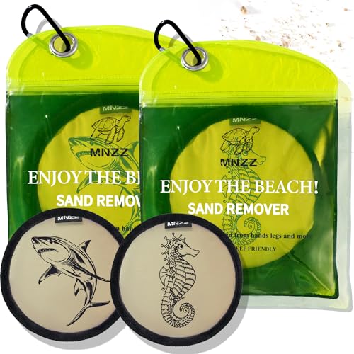 MNZZ 2 Pack Sand Remover Bag Quick Dry for Beach Towel Blanket Chair Shell Umbrella Hat Shovel Tent Canopy Shade Picnic Pool Camping Hiking Travel Essentials Compact Portable Pouch - color: 2pcs Exquisite Round Shark Seahorse