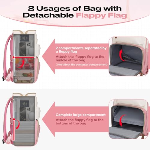 Maelstrom Travel Backpack for Women Men,Laptop Backpack Fits 15.6-17.3 Inch Laptop, Nurse/Work Bag with Insulated Lunch Box (Pink-beige) - color: Pink-beige