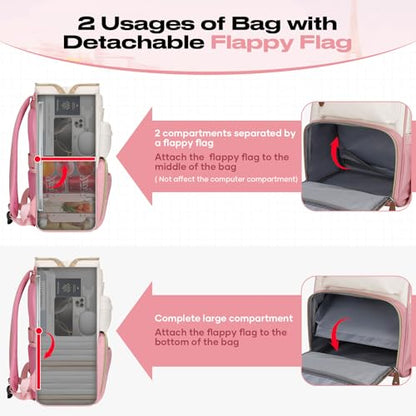 Maelstrom Travel Backpack for Women Men,Laptop Backpack Fits 15.6-17.3 Inch Laptop, Nurse/Work Bag with Insulated Lunch Box (Pink-beige) - color: Pink-beige