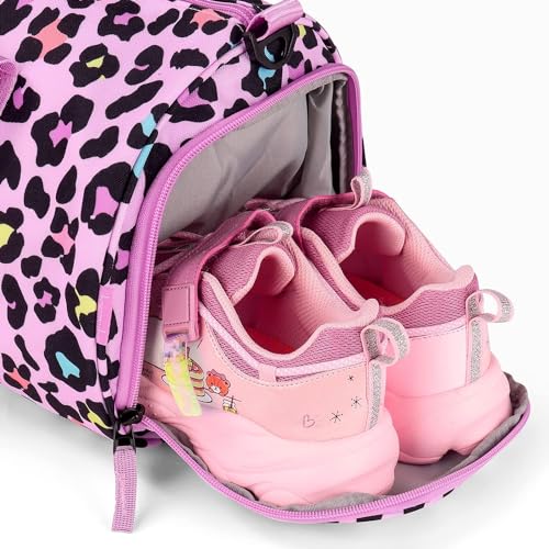 Choco Mocha Kids Duffle Bag, Girls Cheetah Weekender Overnight Bags for Little Girl Dance Bag Ages 6-8, Pink - color: Cheetah-Pink