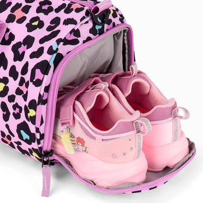 Choco Mocha Kids Duffle Bag, Girls Cheetah Weekender Overnight Bags for Little Girl Dance Bag Ages 6-8, Pink - color: Cheetah-Pink