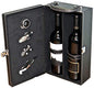 Lifestyle Top Handle Travel Two-Bottle Wine Carrier Case with 4 Piece Wine Accessory Set (Black) - color: Black