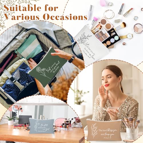 20 Pcs Christian Cosmetic Bags for Women Religious Gifts Canvas Pencil Pouch Makeup Bags with Bible Verse Keychains for Women Mother Employee Christmas Gift - style: Christian